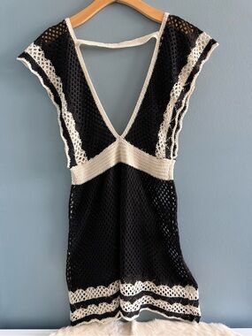 MakeMeChic Women's See Through Knit Swimsuit Cover Up Beach Dress